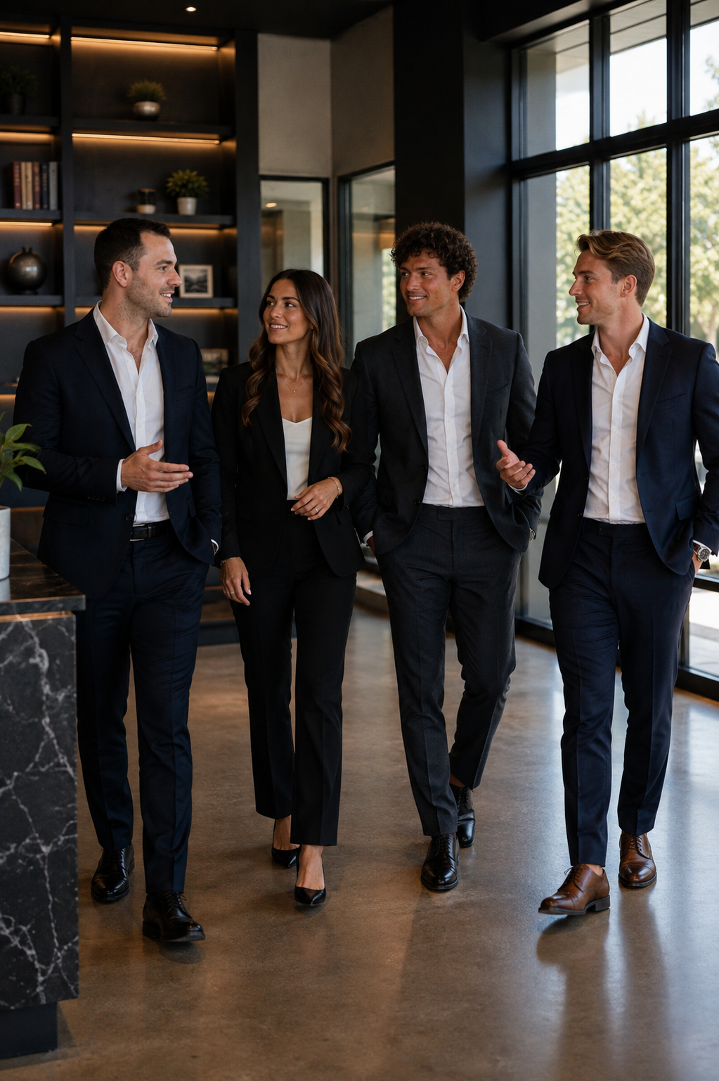 The Spears & Co. team walking together in a modern office