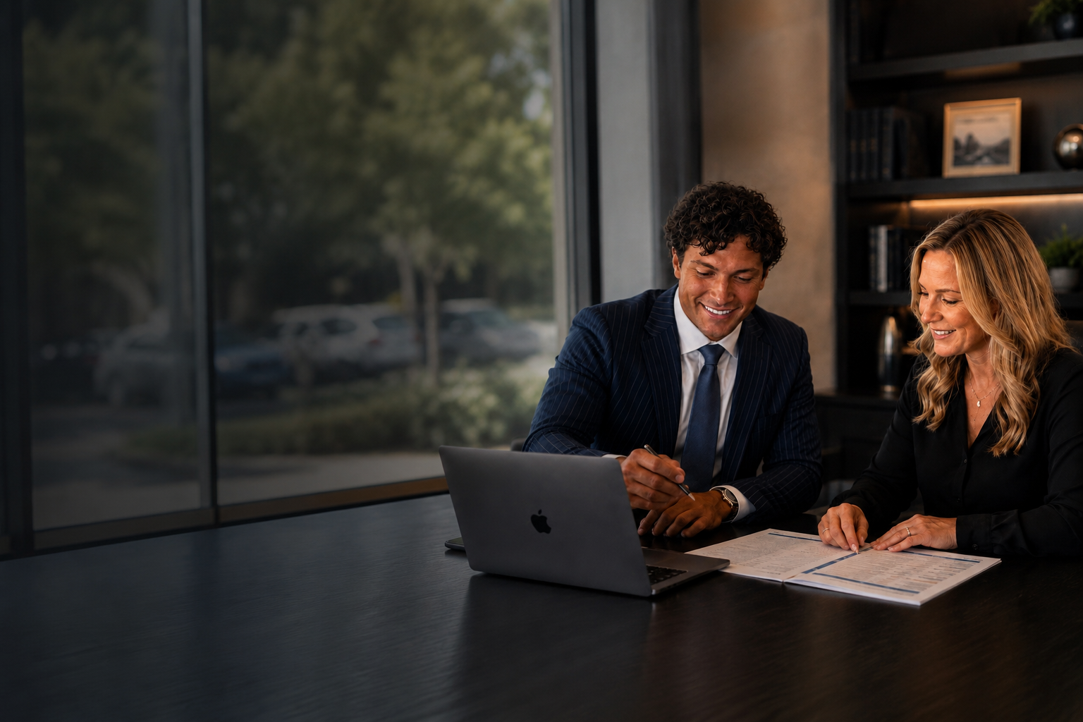 A Spears & Co. broker reviewing Marketplace health coverage options with a client